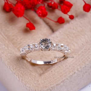 Beautiful Black Rutile Engagement Ring Black Rutile Quartz Solitaire Ring Black Rutile Wedding Anniversary Ring for her