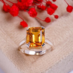 Fine Yellow Topaz Ring-November Birthstone Ring-Yellow Gemstone-Golden Topaz Ring-Gold Plated Ring-Golden TOPAZ Jewelry Ring