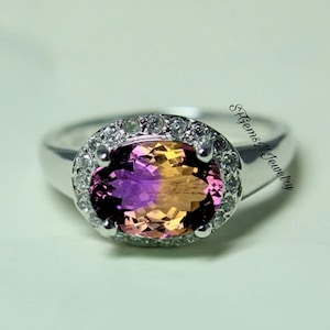 Real Ametrine Ring, 925 Sterling Silver Ring, Oval Cut Ametrine Ring, Ametrine Silver Ring Hand Made Ring, Wedding Ring, Ring for Gift