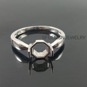 7MM Round Semi Mount Ring-Silver Mount Ring-Without Main Stone Ring-925 Sterling Silver Ring-Two Prong Ring