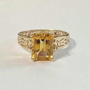 Genuine Yellow Topaz Ring-November Birthstone Ring-Yellow Gemstone-Golden Topaz Ring-Rose Gold Plated Ring-Golden TOPAZ Jewelry Ring