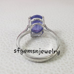 Fine Tanzanite Ring, Oval Cut Blue Gemstone, Genuine Sterling Silver Ring, December Birthstone, Engagement Ring, Promise ring image 5