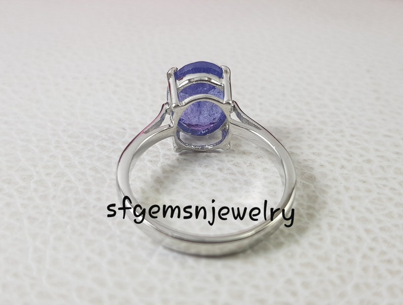 Fine Tanzanite Ring, Oval Cut Blue Gemstone, Genuine Sterling Silver Ring, December Birthstone, Engagement Ring, Promise ring image 5