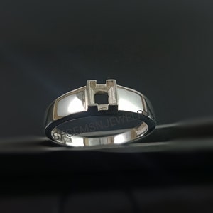 4X4MM Square Semi Mount Ring-925 Silver Mount Ring-Bezel Setting Ring-Men Ring-Blank Ring