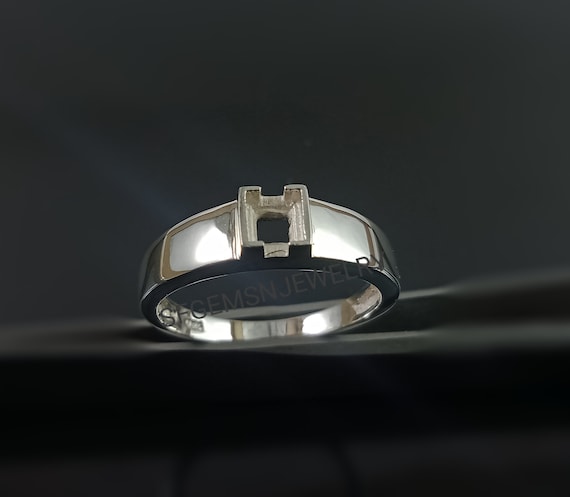 4X4MM Square Semi Mount Ring 925 Silver Mount Ring bezel Setting Ring men Ring blank Ring Etsy
