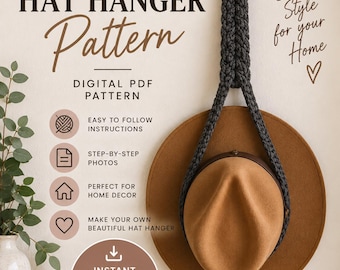 Crochet Hat Hanger Pattern, Braided Hat Holder PDF, Hat Wall Hanging, Boho Crochet Pattern