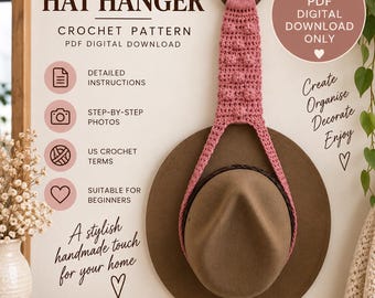 Crochet Hat Hanger Pattern, Bobble Hat Holder, Digital PDF Download