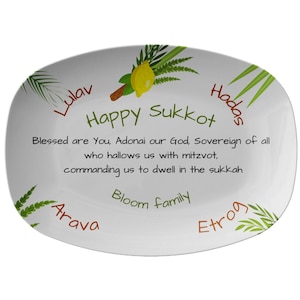 Personalized SUKKOT Serving Platter | FOUR SPEACIES Plate | Custom Family Name | Jewish Holiday Gift Idea | Sukkot Seder