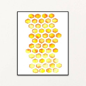 Bijenkorf print | Zeshoeken Print | Honingraat schilderij | Geometrische | Moderne kunst | Muur die | hangt Home decor | Digitale download