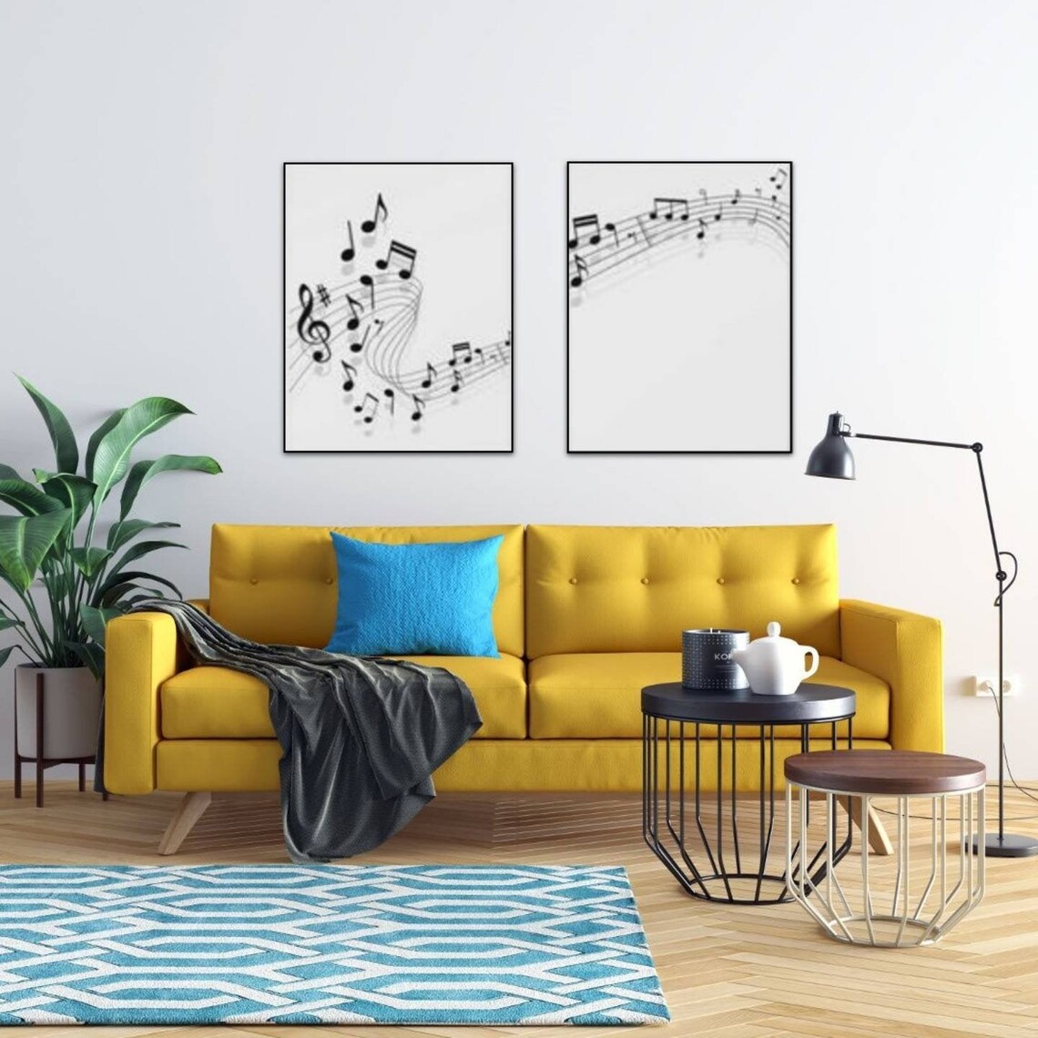 SET of 2 Music Notes posters Music lovers wall hanging | Etsy