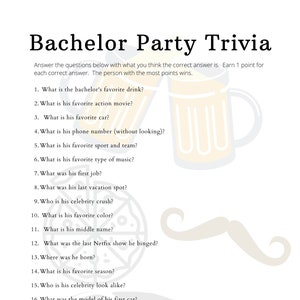 Bachelor Party Trivia druckbare Quiz-Spiel digitaler Download