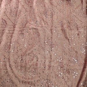 Vintage Handmade Art Silk Bedspread: Embroidered Mirror Work Cotton Bedcover,Bedding Throw image 8