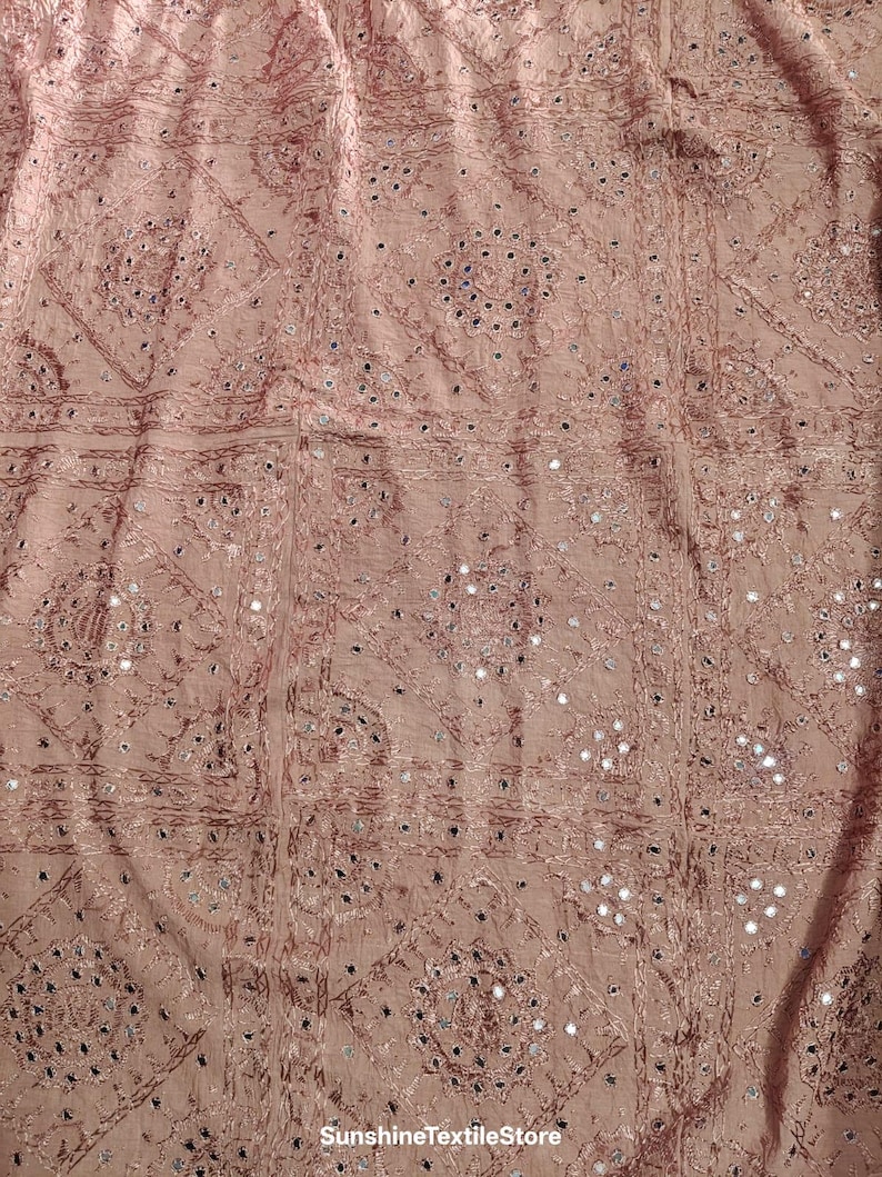 Vintage Handmade Art Silk Bedspread: Embroidered Mirror Work Cotton Bedcover,Bedding Throw image 8