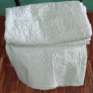 Handmade Applique Tablecloth: Floral Cutwork Organdy Fabric