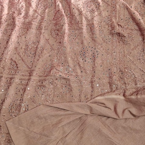 Vintage Handmade Art Silk Bedspread: Embroidered Mirror Work Cotton Bedcover,Bedding Throw image 7