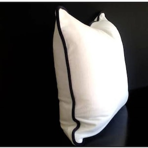 Modern Home Decor White Velvet Throw Pillow Cover,Euro Sham,P.Case,Cushion Cover With Black Piping Square & Rectangular Package Content@2Pcs