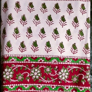 Hand Block Printed Floral Table Runner: Indian Art Cotton Dining Decor