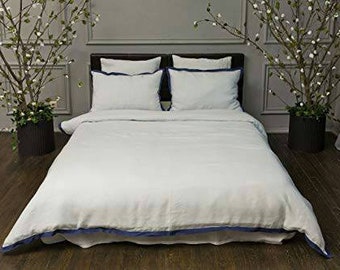 Super Quality Cotton Made Duvet Cover– Contrast Flanges  With Hidden Zipper Closure – Elegant and Luxury Wedding @3 Pcs Size:Twin,Queen,King