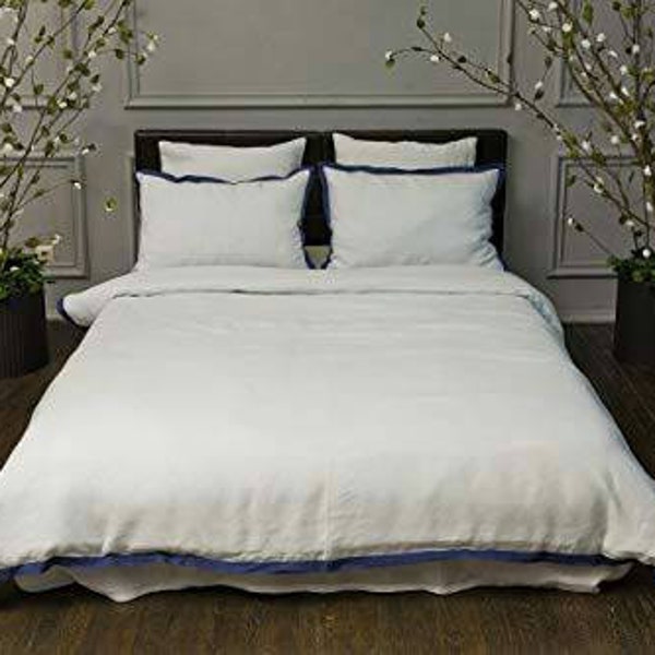 Super Quality Cotton Made Duvet Cover– Contrast Flanges  With Hidden Zipper Closure – Elegant and Luxury Wedding @3 Pcs Size:Twin,Queen,King