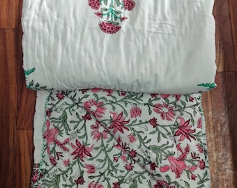 Hand Block Print Baby Quilt: Reversible Organic Cotton Crib Blanket