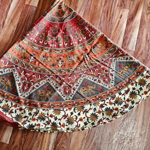 Hand Printed Mandala Tablecloth: Colorful Indian Cotton Tapestry