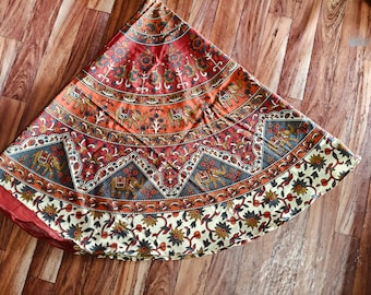 Hand Printed Mandala Round And Rectangular Tablecloth: Colorful Indian Cotton Tapestry