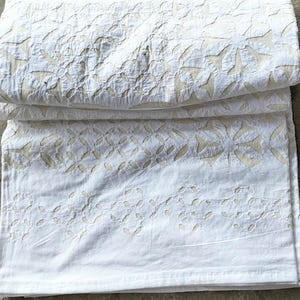 Hand Stitched Kantha Quilt: Applique Tan-Work Cotton Bedspread(Avaiability @ll Sizes)