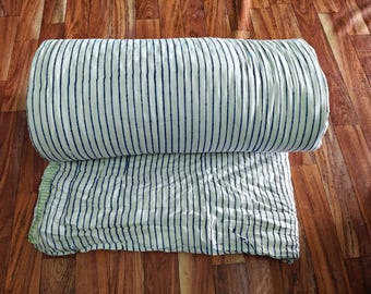 Hand Block Printed Floral Quilt: Reversible Cotton Bedding Comforter,Ac Dohar,Razai, Blanket