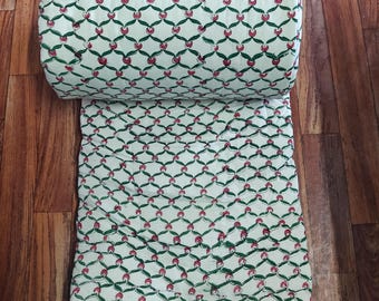 Hand Stitched Floral Kantha Quilt: Reversible Cotton Bedding Blanket, Comforter,Razai,Coverlets,Dohar