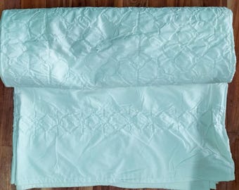 White Cotton Kantha Tan-Work Throw: Hand-Stitched Applique Cut-Work Rectangular Bedding Bedspread, Bedcover
