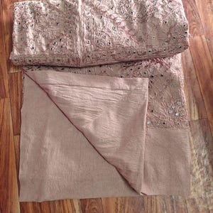 Vintage Handmade Art Silk Bedspread: Embroidered Mirror Work Cotton Bedcover,Bedding Throw image 2