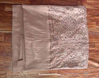 Vintage Handmade Art Silk Bedspread: Embroidered Mirror Work Cotton Bedcover,Bedding Throw