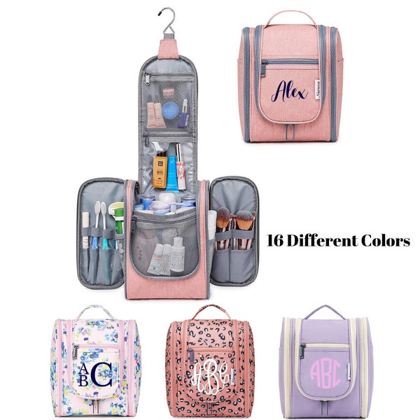 Personalized Hanging Toiletry Case Zippered | Makeup Bag, Travel Case, Monogram