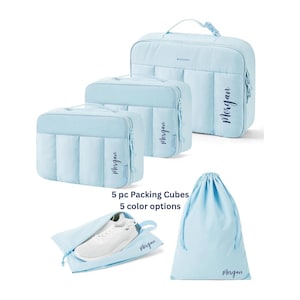 Personalized Packing Cubes | Monogram | 5 pc. Set | Girl&#39;s Trip | Quilted Travel Set