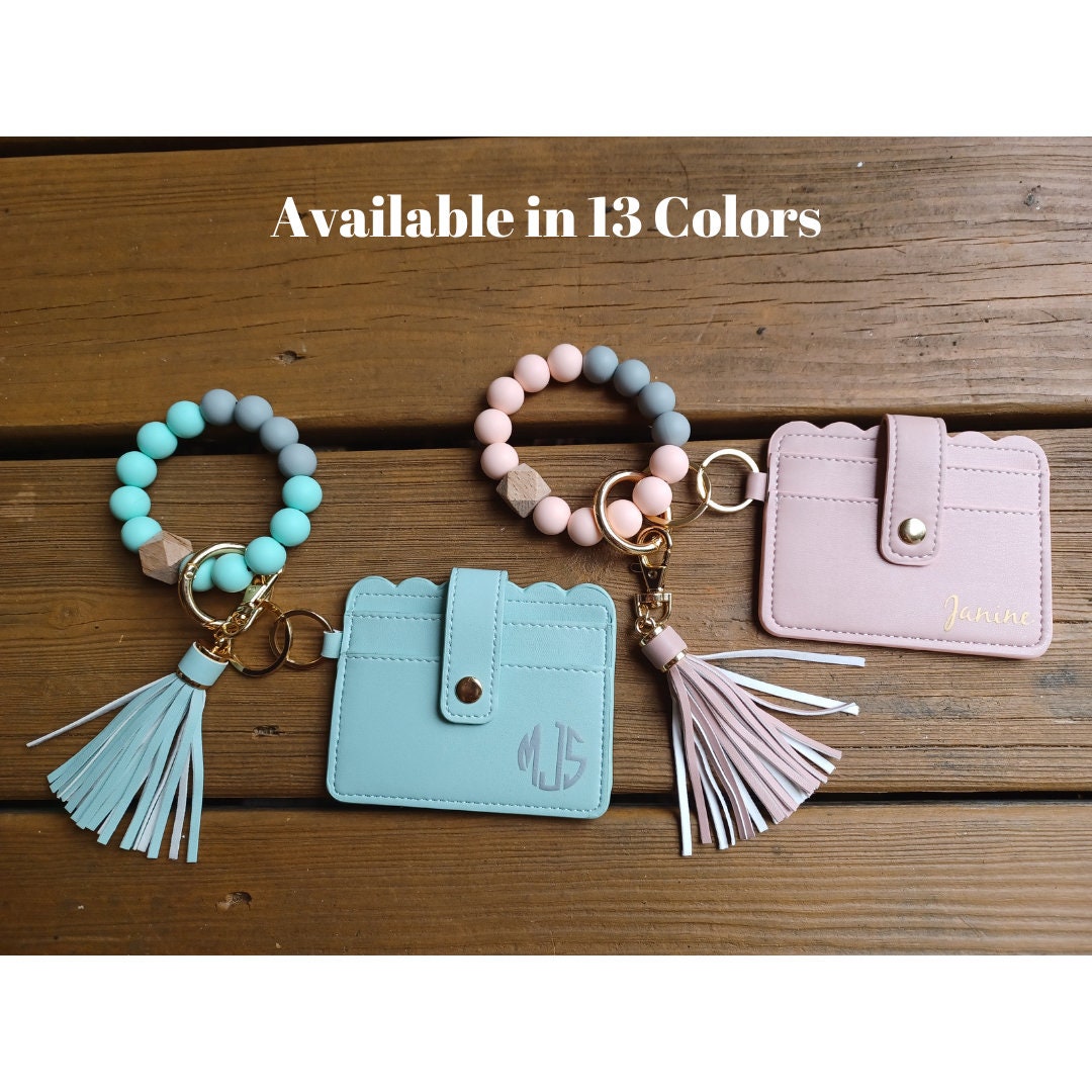Personalized Wristlet Keychain Wallet Monogram, Bridesmaid, Travel Etsy