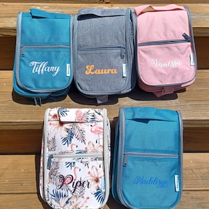 Personalized Hanging Toiletry Case Zippered | Makeup Bag, Travel Case, Monogram