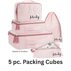 Personalized Packing Cubes | Monogram | 5 pc. Set | Girl&#39;s Trip | Quilted Travel Set