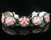 Wearable Art Vintage 1950s Toshikane Hand Painted Porcelain and Enamel Bracelet