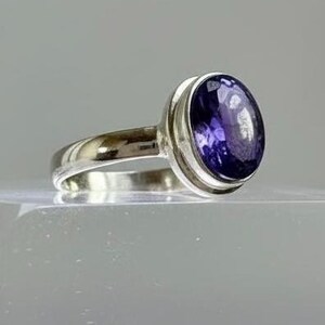 Iolite Cabochon Ring - 925 Sterling Silver Bezel, Violet Gemstone image 11