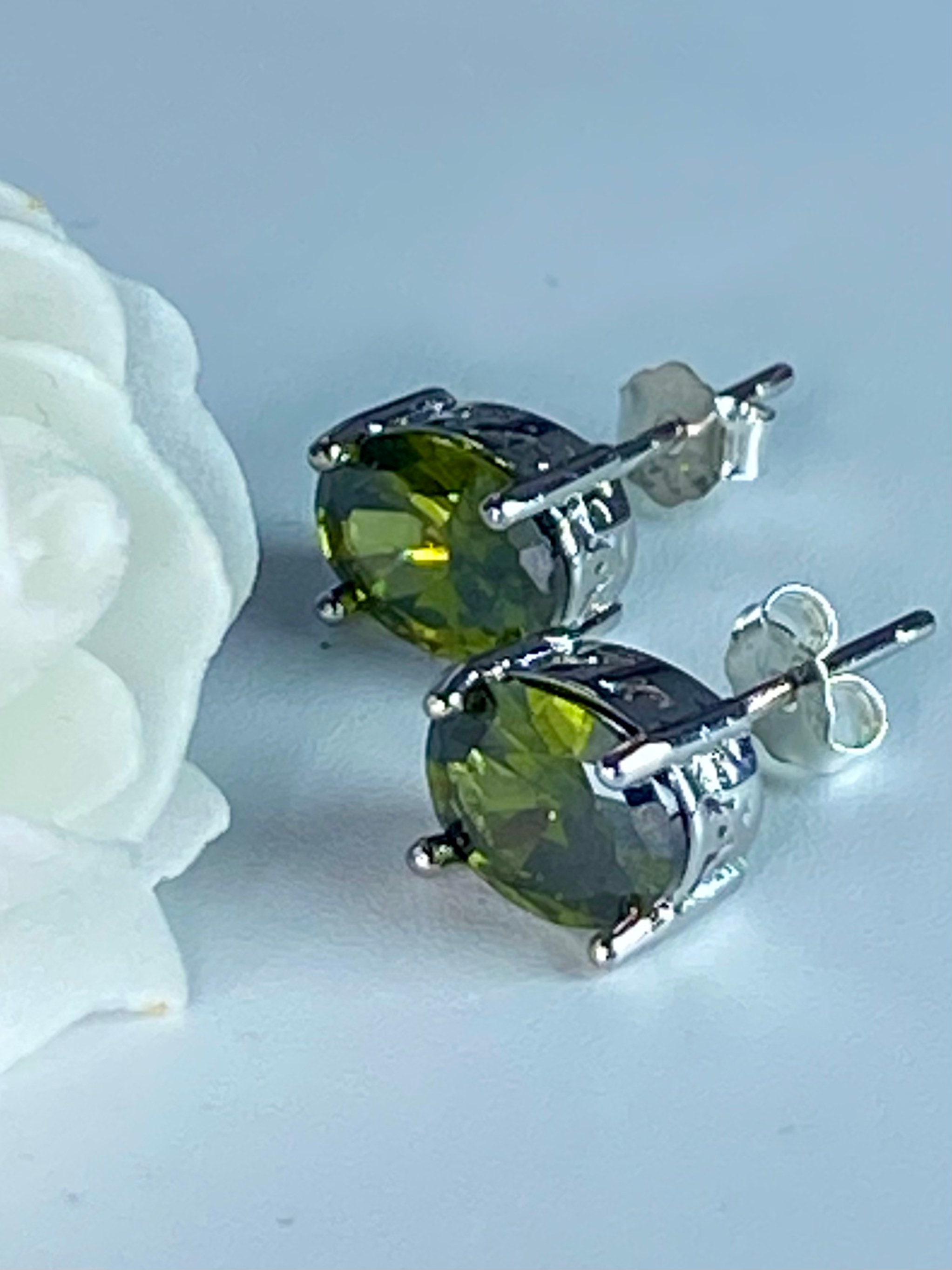 Peridot and Silver Studs - Etsy UK