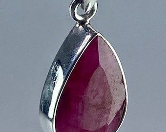 Raw Ruby and Silver Pendant (M)