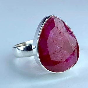 Raw Ruby and Silver Ring (F)