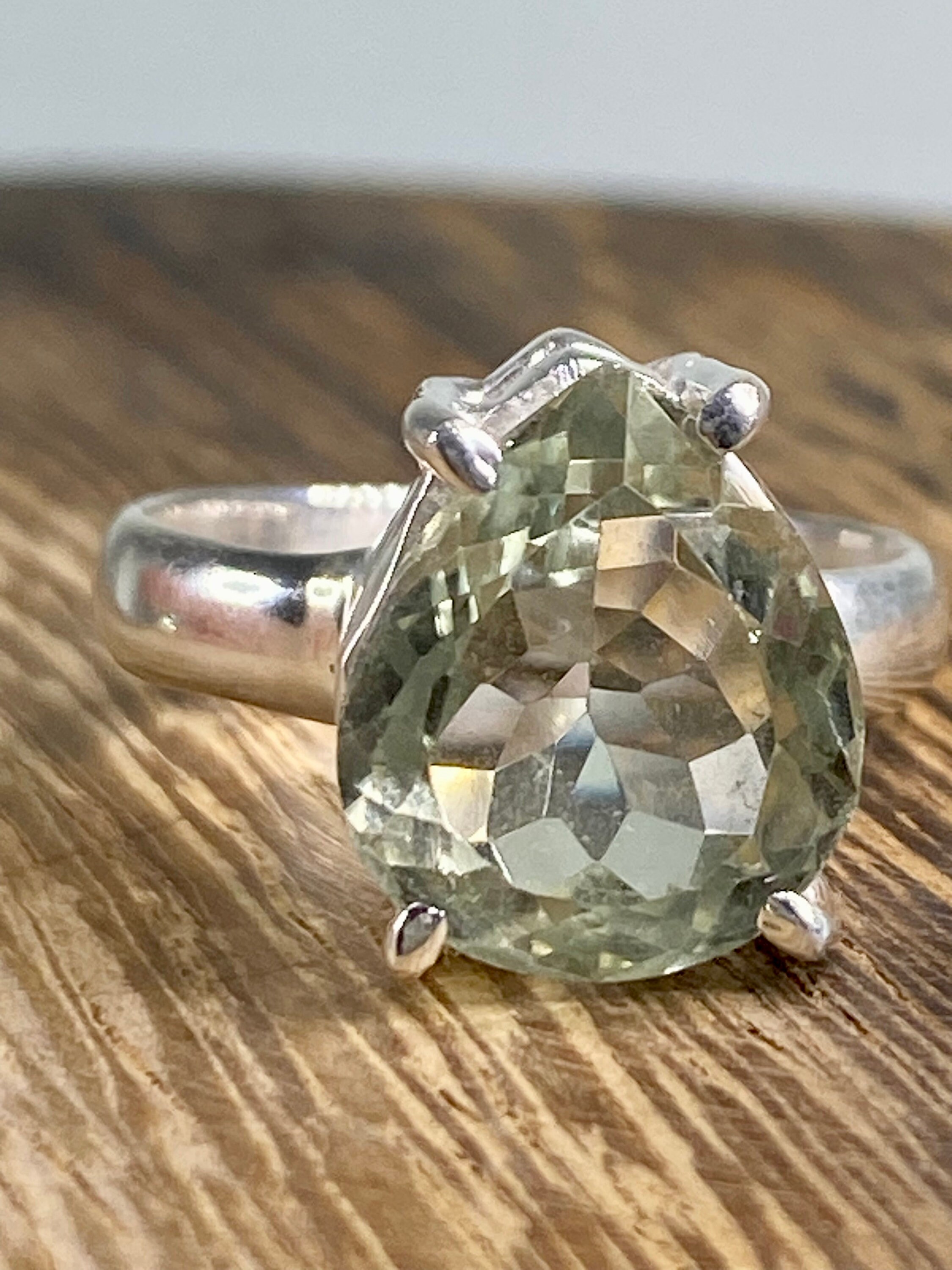 Green Amethyst Prasiolite Sterling Silver Ring Israel