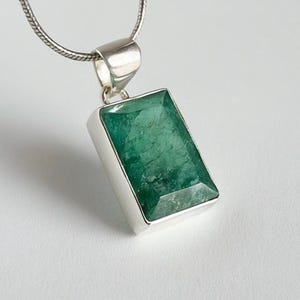 Emerald and Sterling Silver Pendant