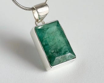 Emerald and Sterling Silver Pendant