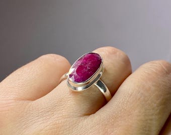 Raw Ruby and Silver Ring