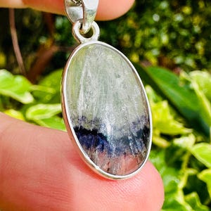 Rare Blue John Pendant, Oval 20mm x 12mm, Sterling Silver, Handmade Derbyshire UK
