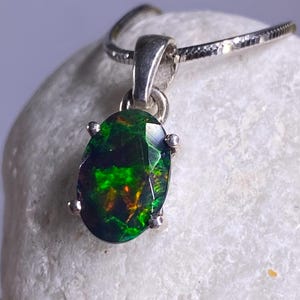 Ethiopian Chalama Black Opal and Silver Pendant