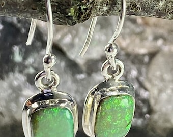 Sterling (Monarch) Opal and Silver Earrings (UV68)