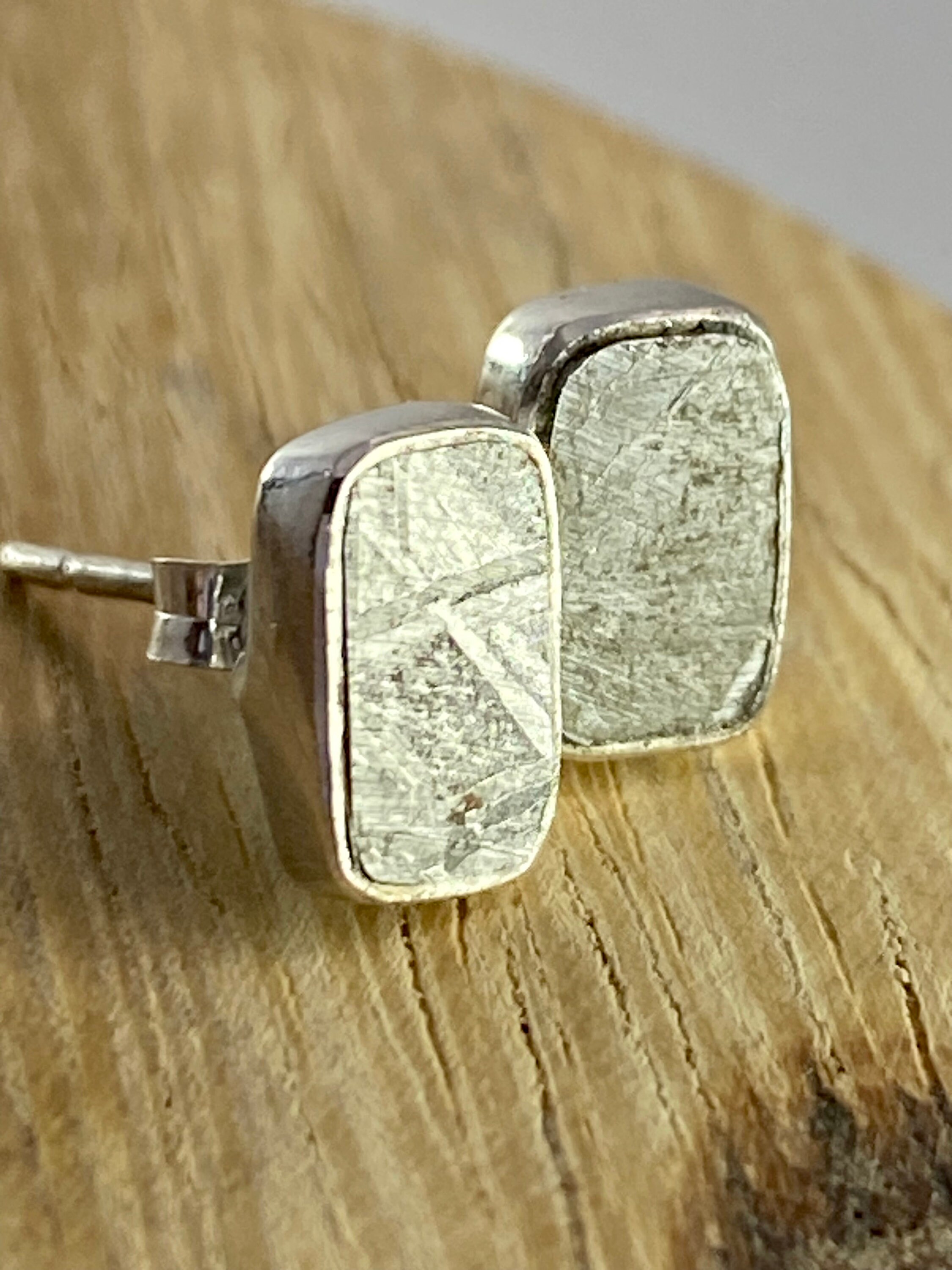 Silver and Meteorite Earring Studs – ATrio Jewelry
